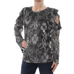 Black Silver Michael Kors open shoulder top (NWT)